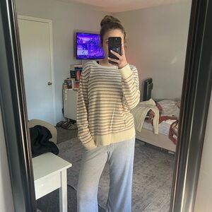 Croft & Barrow Beige and Brown Striped Sweater
